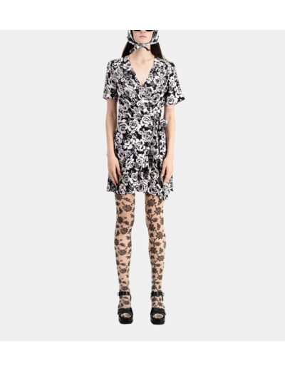 Robe Portefeuille Courte Imprimée black / pink