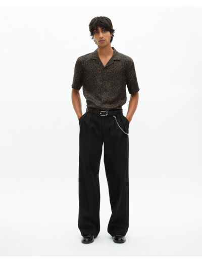 Chemise manches courtes imprimé léopard kaki black kaki