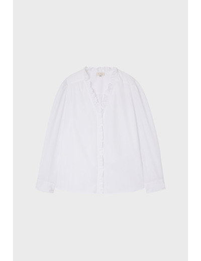 Chemise en popeline de coton et volants - CALLISTO