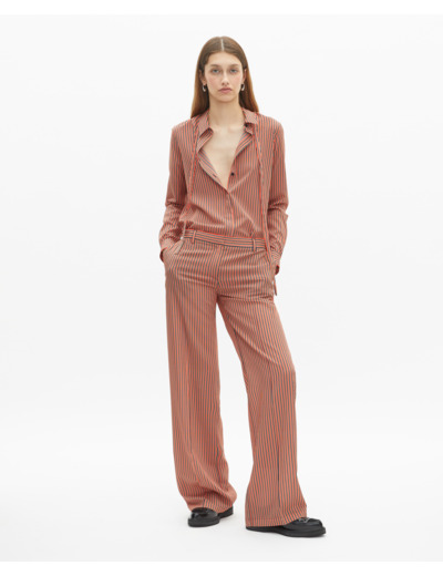 Pantalon large à rayures rouge et bleu bleu