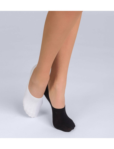 Lot de 2 protège-pieds coton noir et blanc Femme Basic Coton