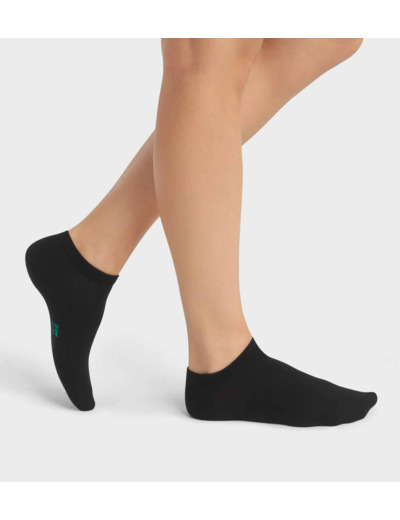 Lot de 2 paires de socquettes femme en coton bio Noir Dim Good