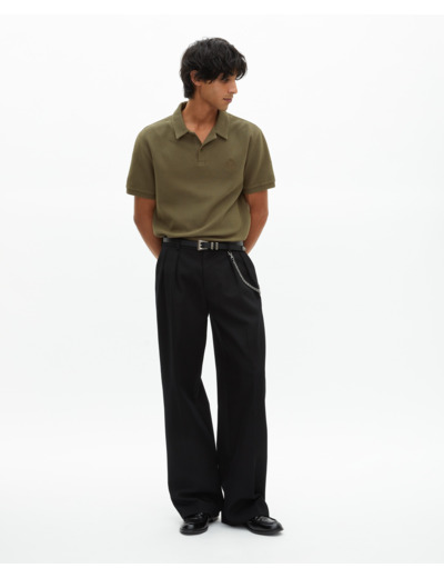 Polo en nid d'abeille avec blason kaki kaki