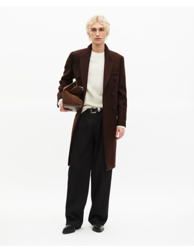 Manteau long en laine marron chocolate