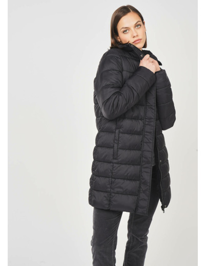 Doudoune mi-longue matellassée à col montant