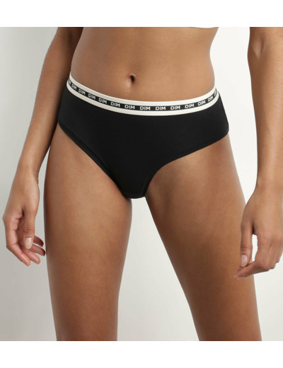 Shorty femme coton modal Noir à ceinture contrastée Dim Icons Essentiel