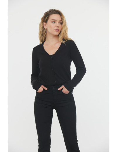 Cardigan basique en coton bio et laine recyclée