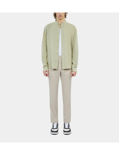 Chemise Vert Clair En Coton Et Lin kaki grey