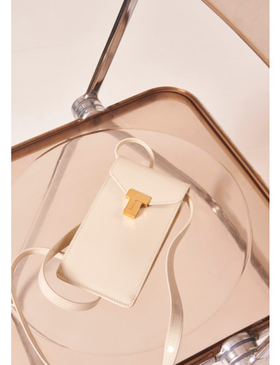 Pochette Bis Craie en Cuir
