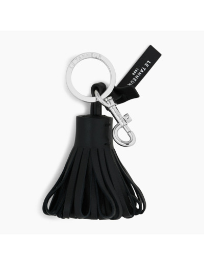 Porte clés pompons en cuir lisse