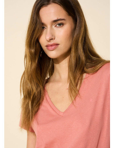 Tee-shirt col V en coton