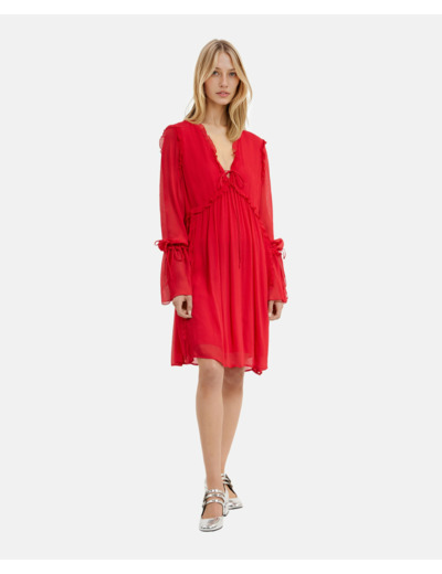 Robe unie a volants red / burgundy