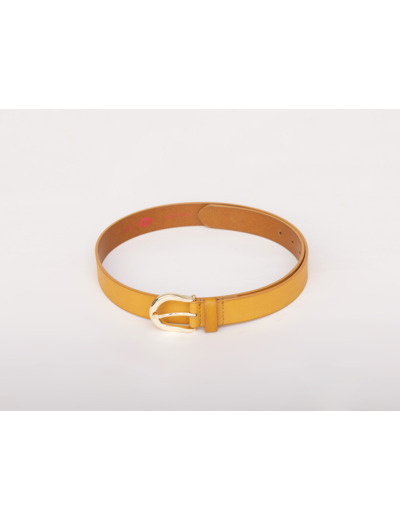 Ceinture cuir lisse boucle argentée ou dorée