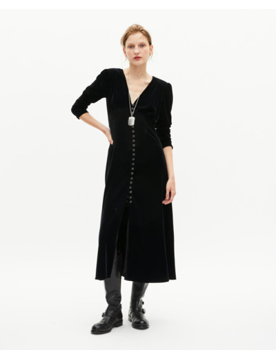 Robe longue en velours noire black