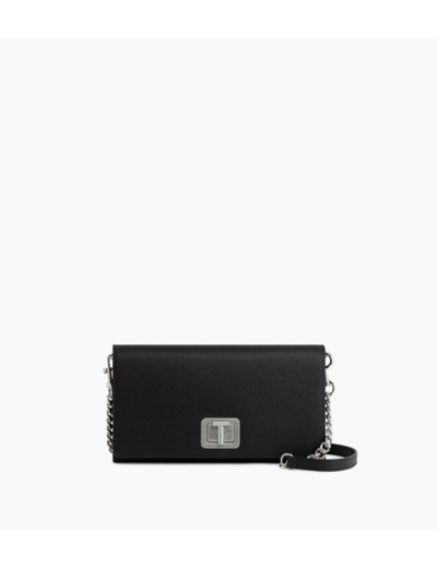 Pochette tout en un avec bandoulière amovible Eva en cuir grain caviar
