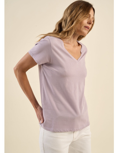 Tee-shirt col V en coton