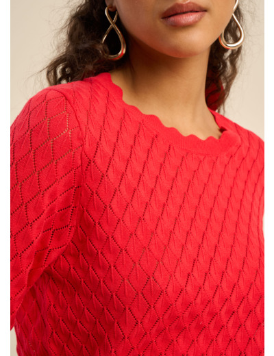 Pull ajouré détails festonnés