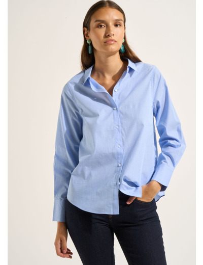 Chemise coupe droite avec des manches longues en coton