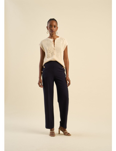 Pantalon effet pont à boutons dorés