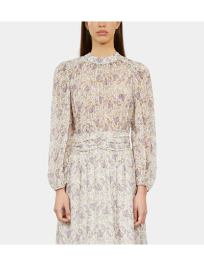 Robe Longue Imprimée ecru/mauve chalk