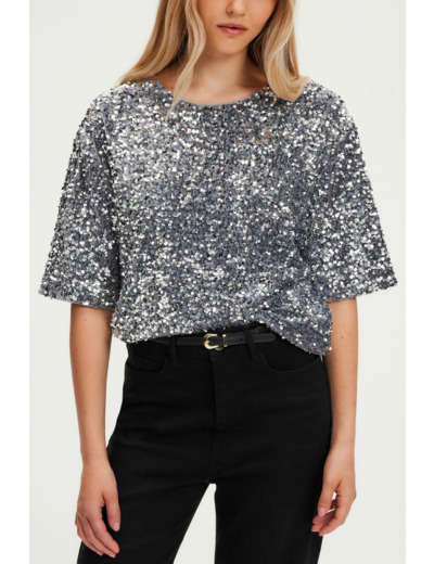 Top à sequins argentés - ALESSIA
