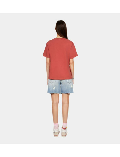 T-Shirt Rouge Avec Sérigraphie Blason red brique