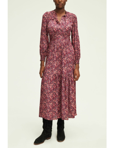 Robe longue cintrée à fleurs -SALIANE