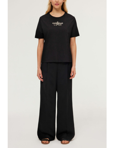 T-shirt col rond et strass - MAESSY