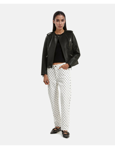 Blouson cuir a zip black
