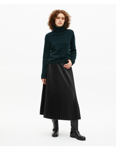Pull col montant en laine vert foncé green