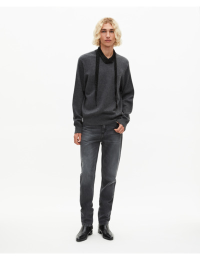 Pull col rond en cachemire gris dark grey melange