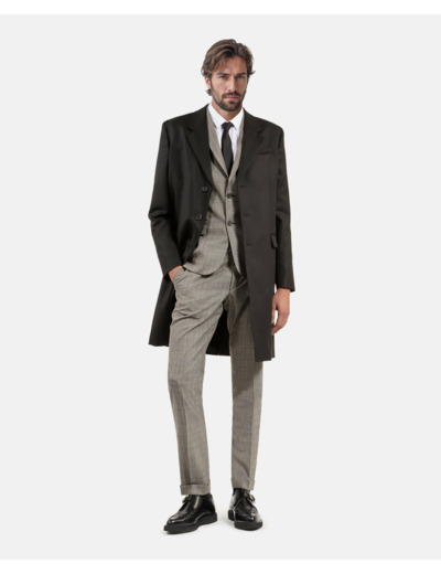 Manteau long simple croisure black