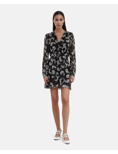 Robe courte manche flottante black / silver
