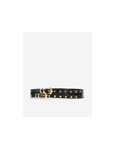 Ceinture à double boucle en cuir noir black