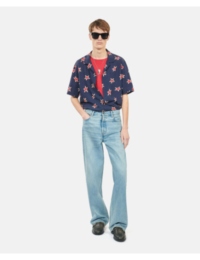 Chemise imprimée manches courtes navy-red
