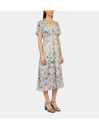 Robe Longue Imprimée Avec Boutonnage green multico