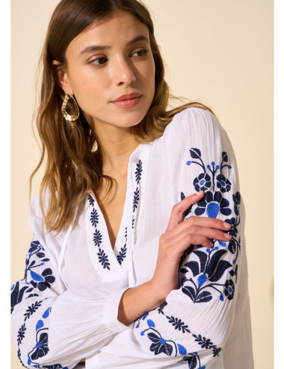 Top brodé 100% coton
