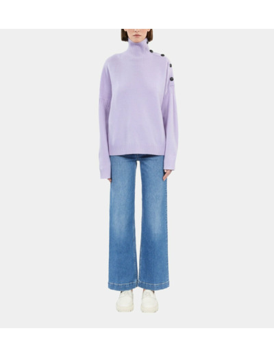 Pull Col Cheminee Et Patte Boutonnee light purple