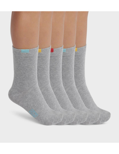 Lot de 5 paires de chaussettes enfant en coton Gris Chiné EcoDim