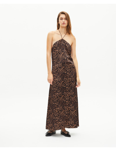 Robe longue sans manches imprimé léopard leopard