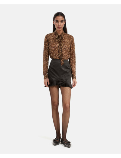 Mini jupe a details plisses black