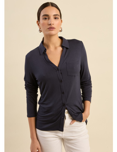 T-shirt col chemise manches longues