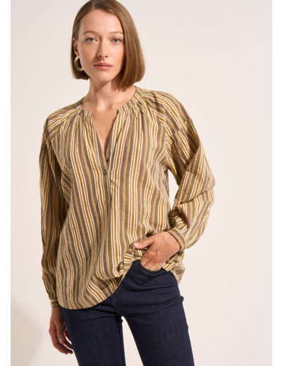 Blouse ample rayée à manches longues