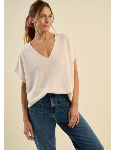 Pull manches courtes en cachemire