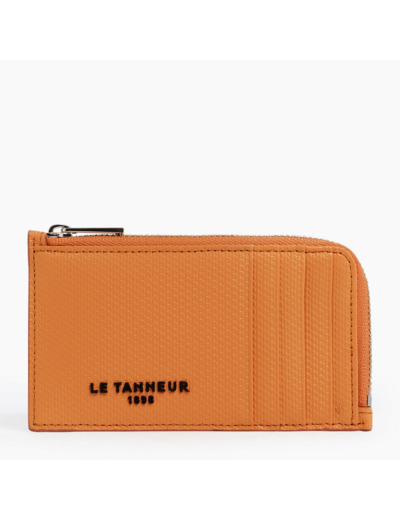 Porte carte large zippé Emile en cuir signature T