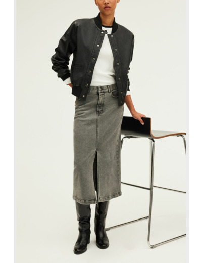 Jupe midi en denim anthracite - CLAUDIA