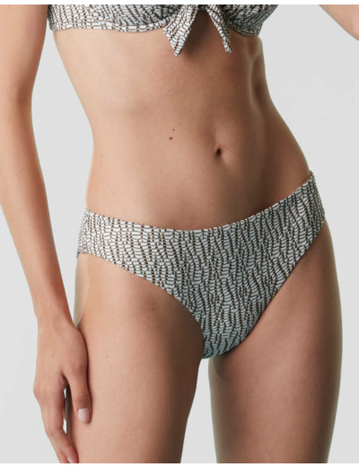 Maillot de bain slip midi en jacquard, blanc, noir et or