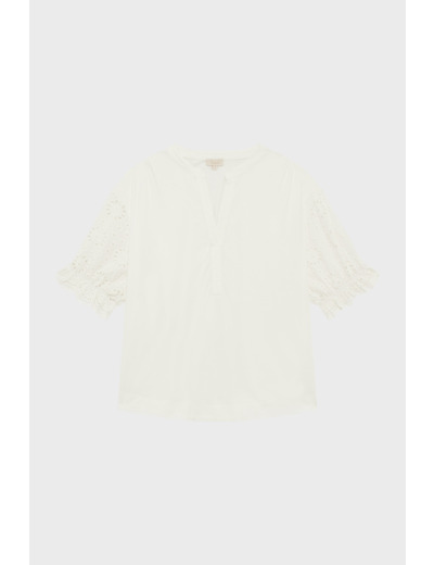 T-shirt en coton à manches brodées - GIANINA