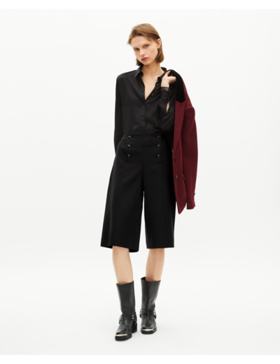 Pantalon culotte large à pont noir black