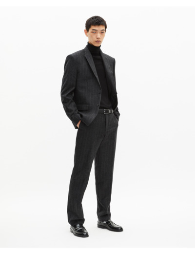 Veste de costume droite à fines rayures gris foncé grey